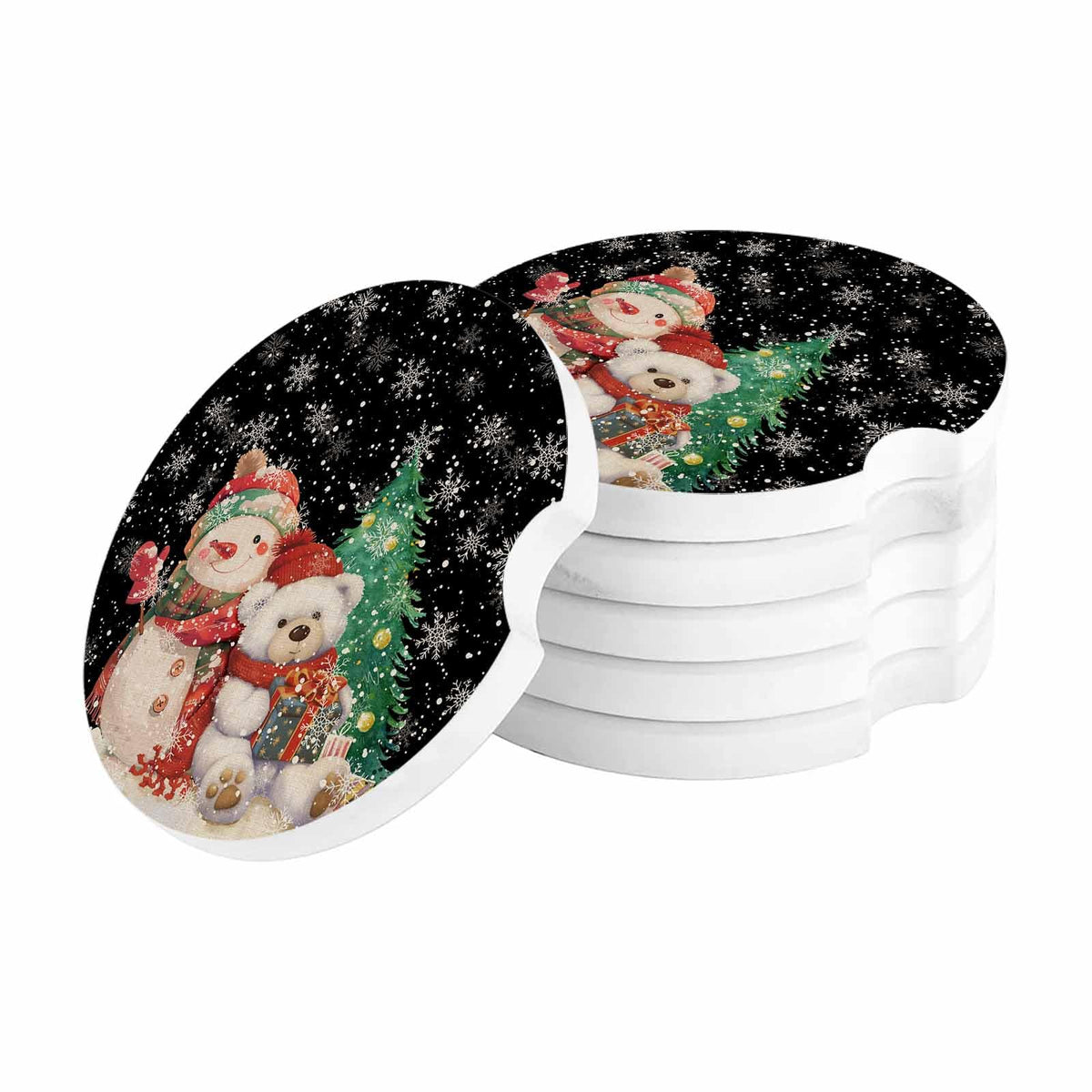 Black Ceramic Car Coasters 2 Piece Set L83178