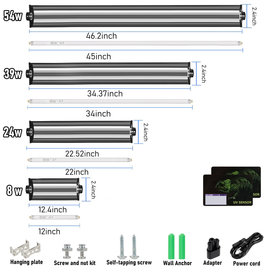 8W T5 UVB Reptile Light Fixture with Bulb 12inch T804
