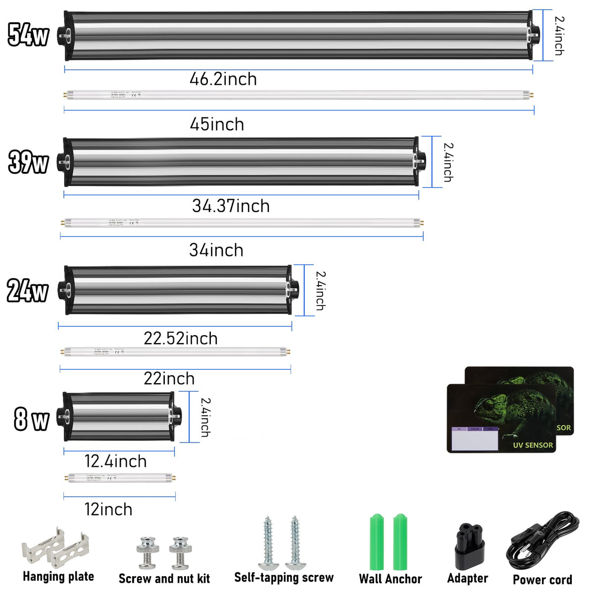 8W T5 UVB Reptile Light Fixture with Bulb 12inch T804