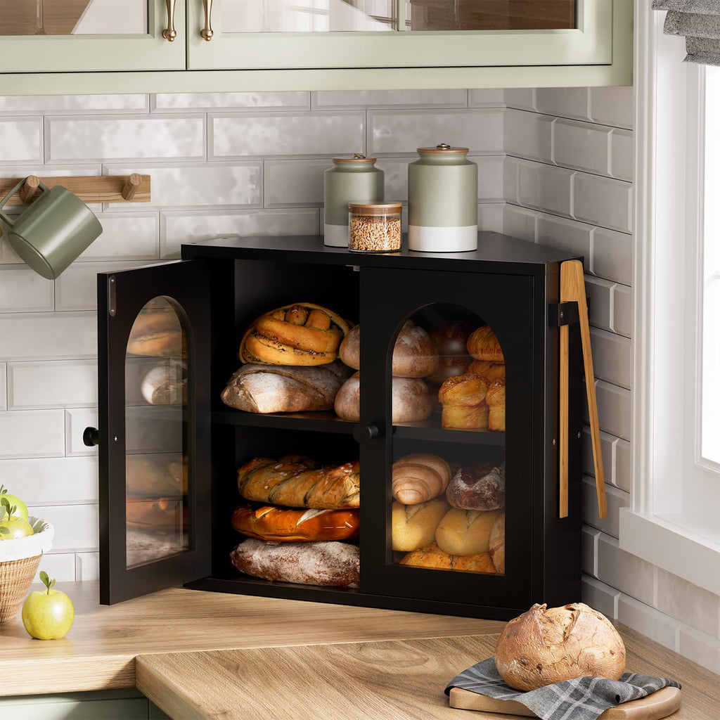 2 Tier Corner Bread Box with Acrylic Door A910