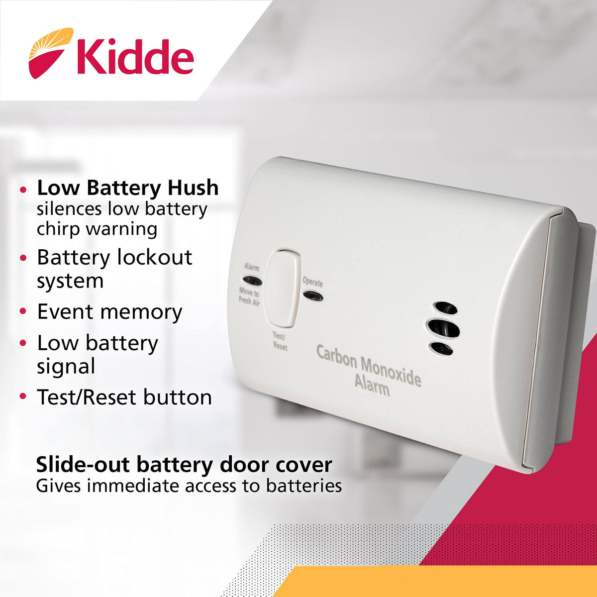 Carbon Monoxide Detector, Battery Powered CO Alarm U134