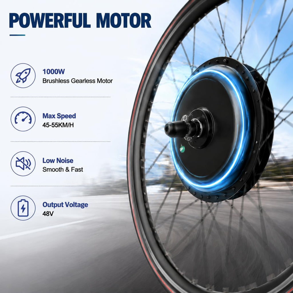 48V 1000W Brushless Front Wheel Electric Bike Conversion Kit T8953
