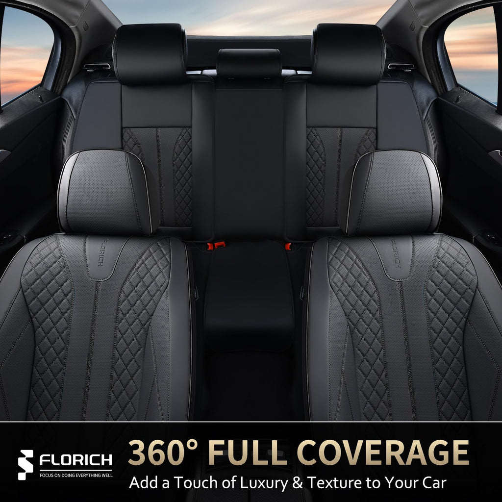 Black Leather Full Set Waterproof Car Seat Covers G461773