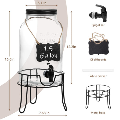 1.5 Gallon Glass Drink Dispenser with Spigot A1391