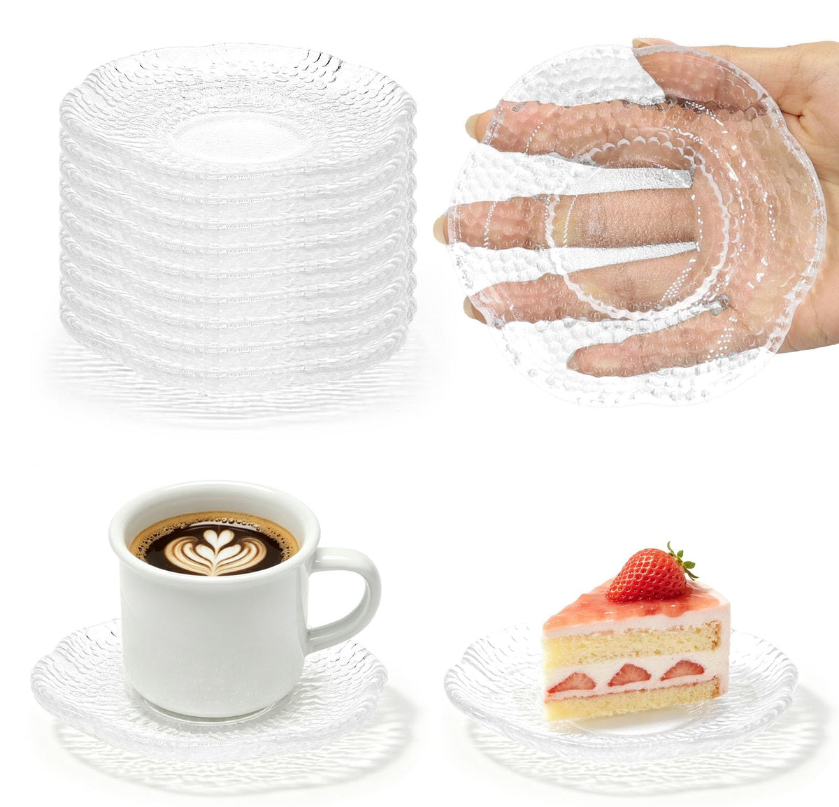 12 Pack 4.7 Inch Clear Glass Dessert Plates H4826