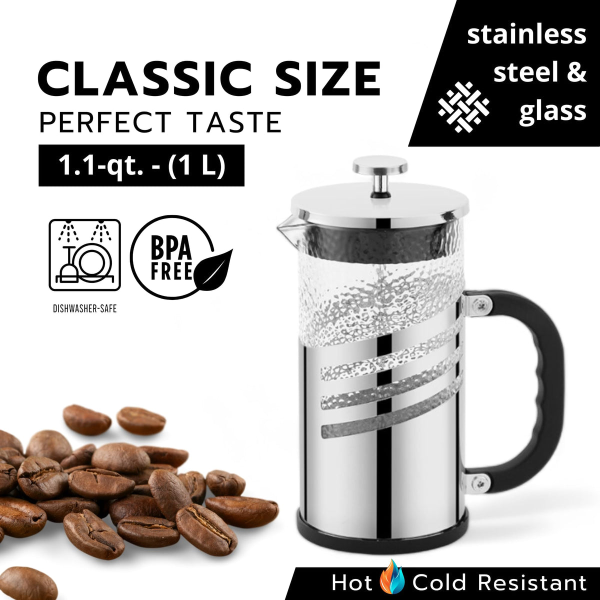 Glass French Press Coffee Maker 1.1-qt. B2601
