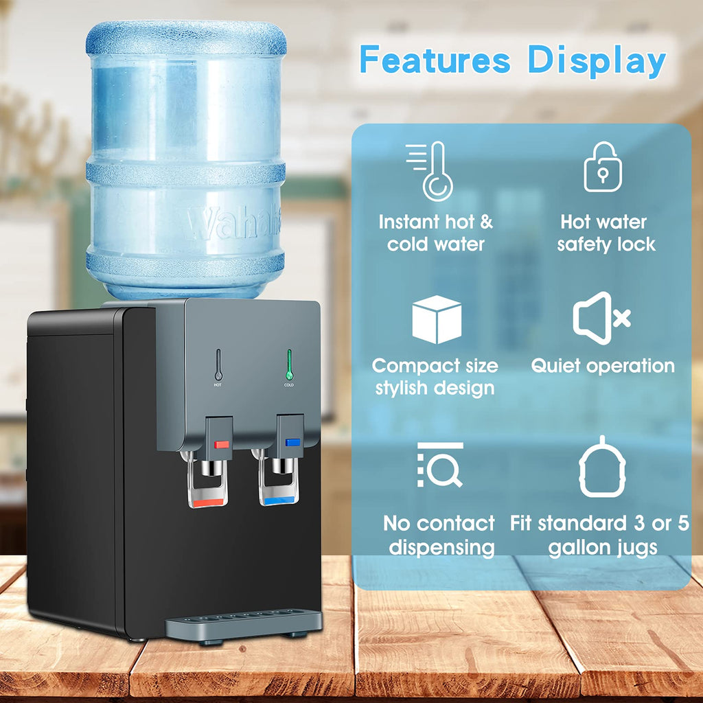 Top Loading Hot and Cold Water Cooler Dispenser, Black L6186