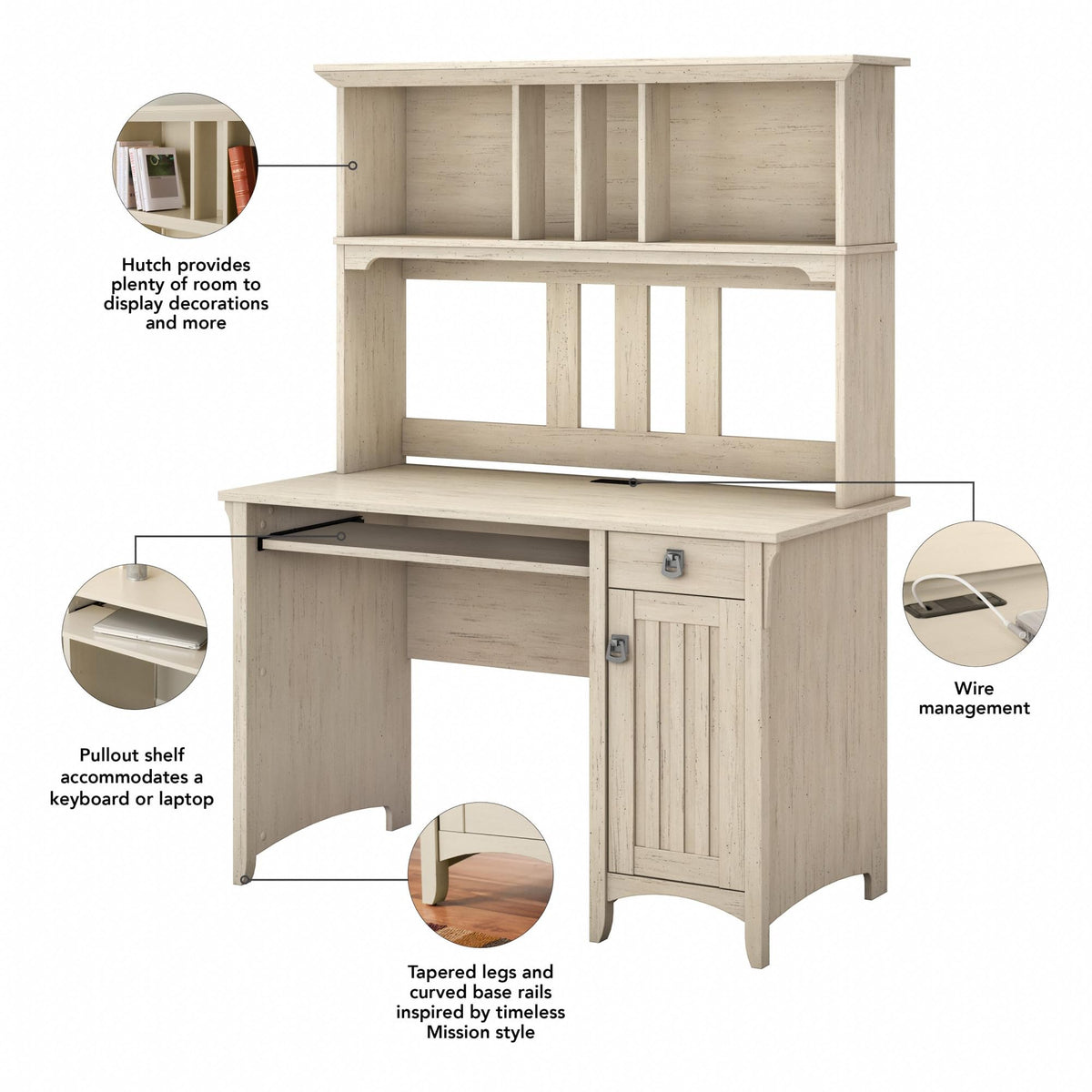 Small Computer Desk with Hutch J5007