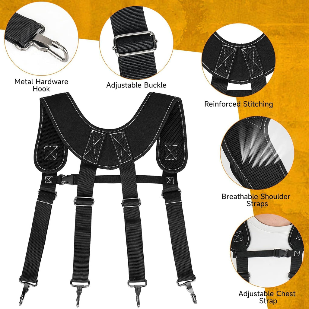 27-Pockets Heavy Duty Tool Belt with Suspenders K16014