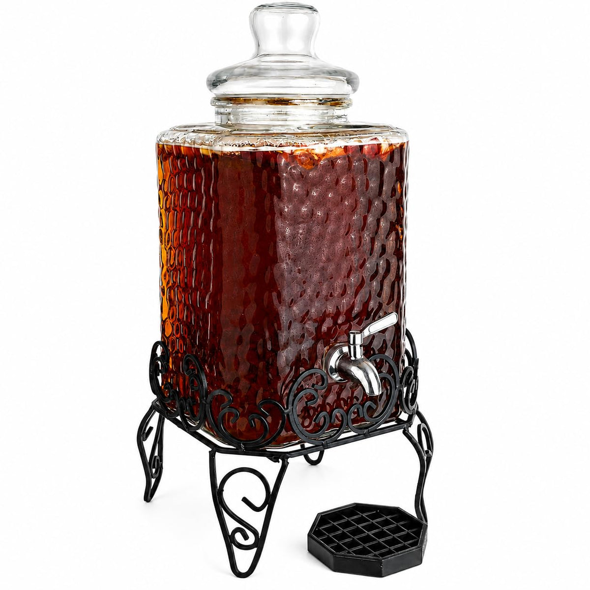 2.5 Gallon Glass Beverage Dispenser with Stand and Stainless Steel Spigot K368