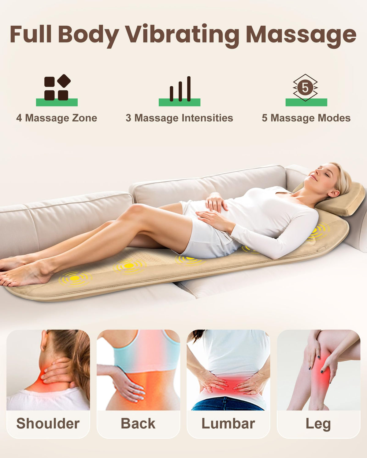 Foldable Full Body Massage Mat with Heat and Vibration N24557