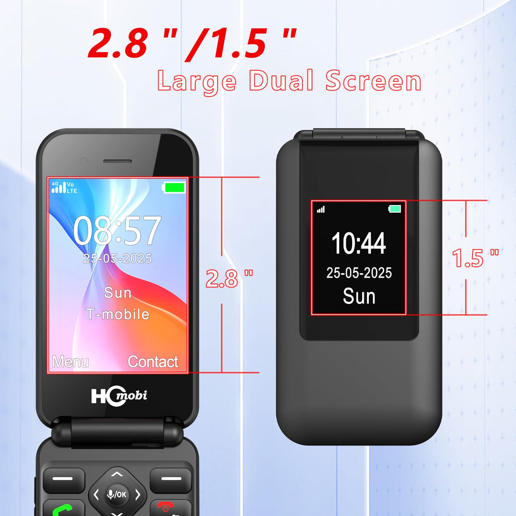 Unlocked Flip Phone with Big Buttons and SOS Button, Matte Black O2570