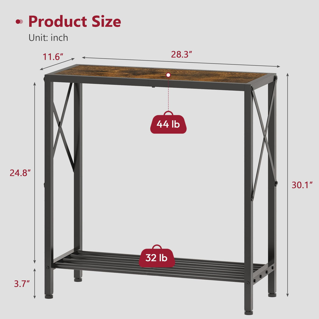 Console Table 2 Tier Narrow Rustic Brown E127