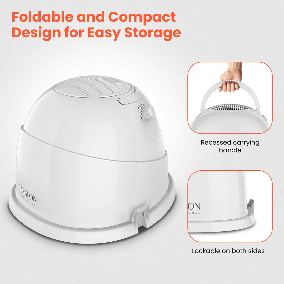 Portable Height Adjustable Hooded Hair Dryer White C14775
