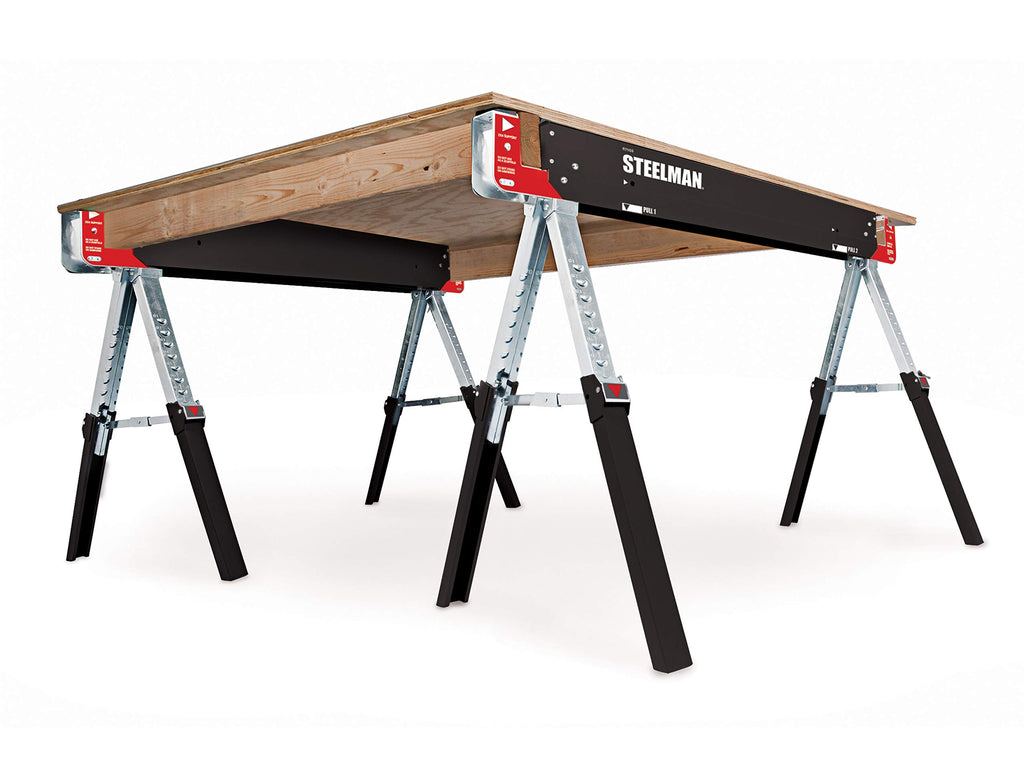 Adjustable Height Folding Steel Sawhorses Set of Two B37075