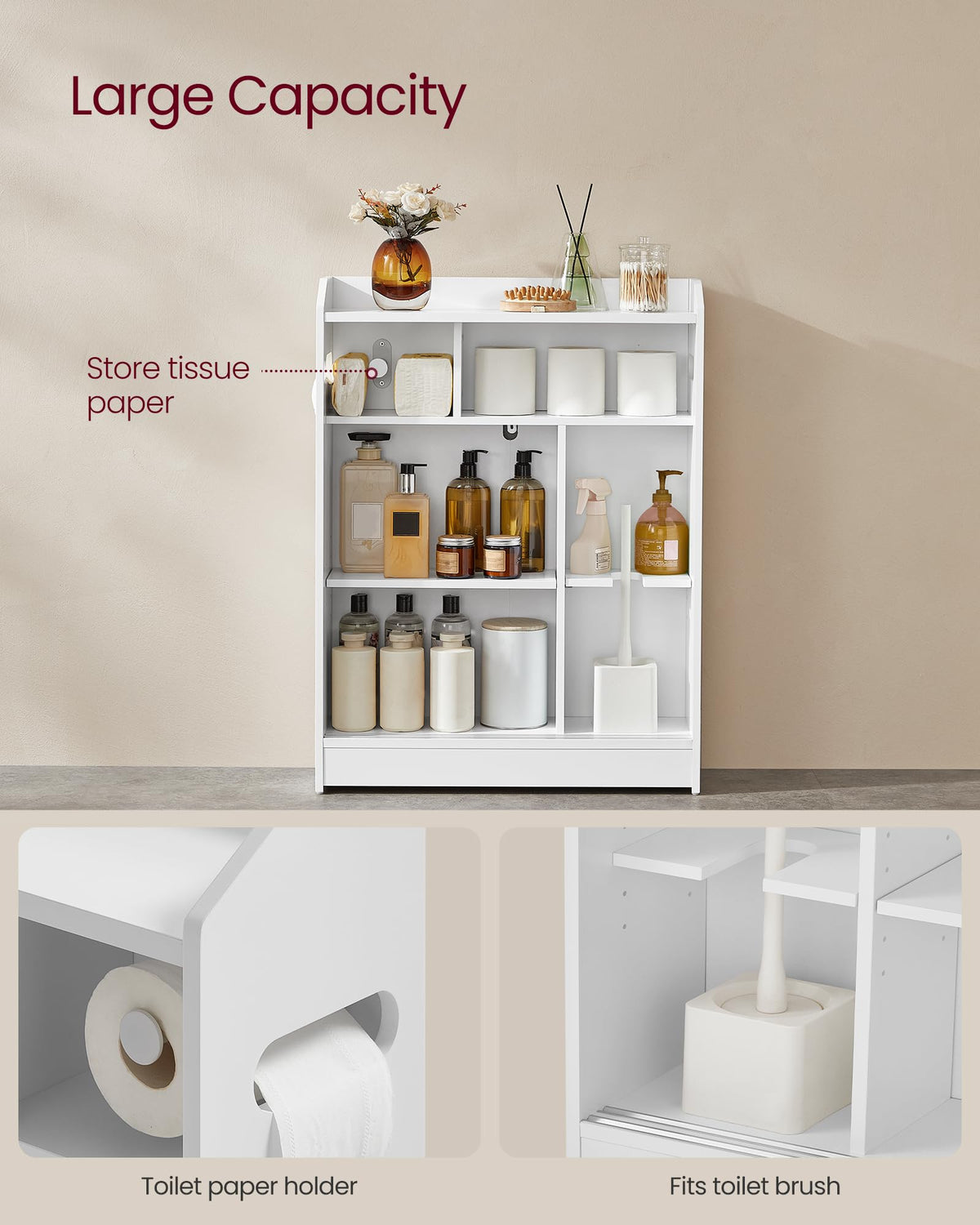Slim Bathroom Storage Cabinet with Sliding Doors J6269