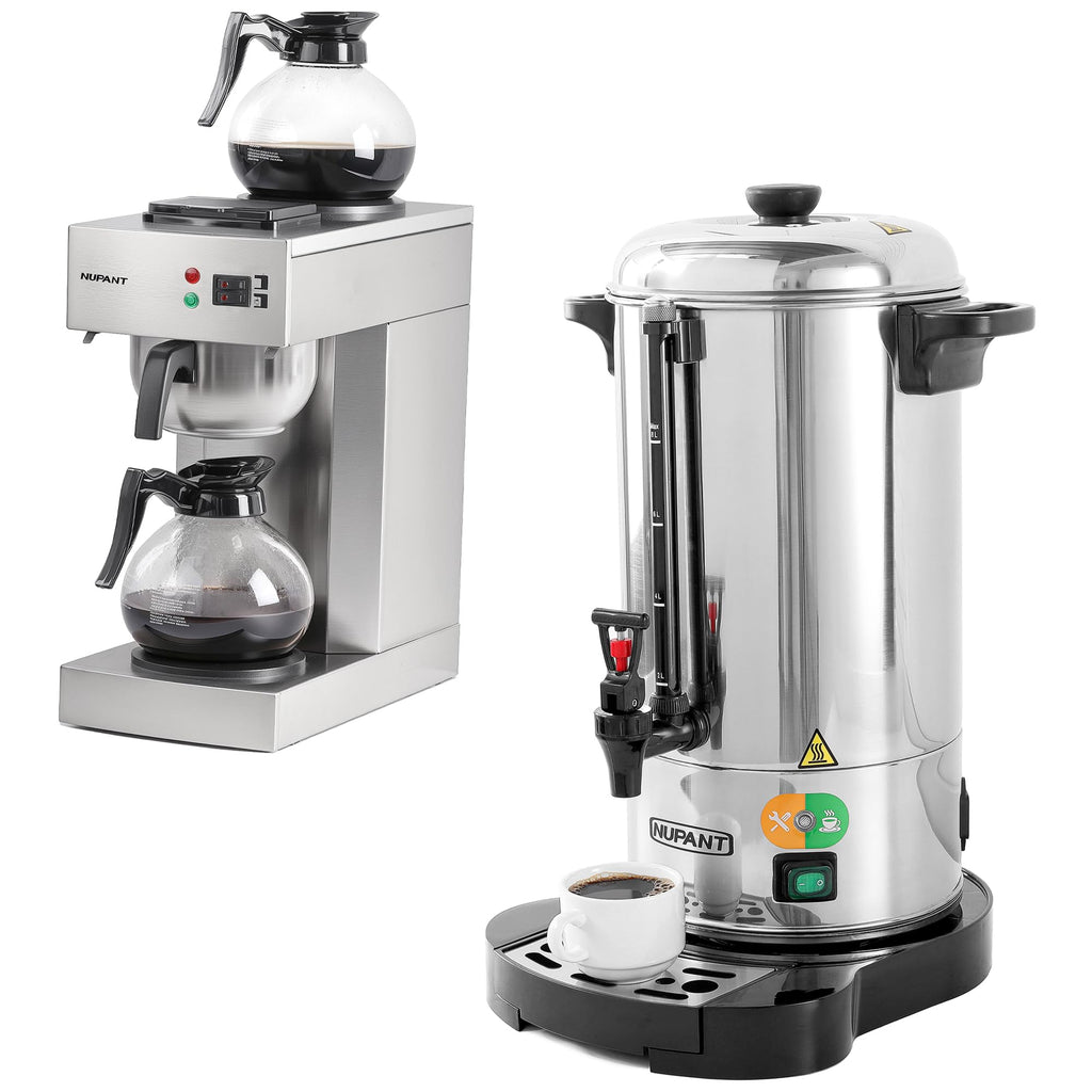50 Cup Coffee Urn and 12-Cup Commercial Drip Coffee Maker with 2 Carafes F715892