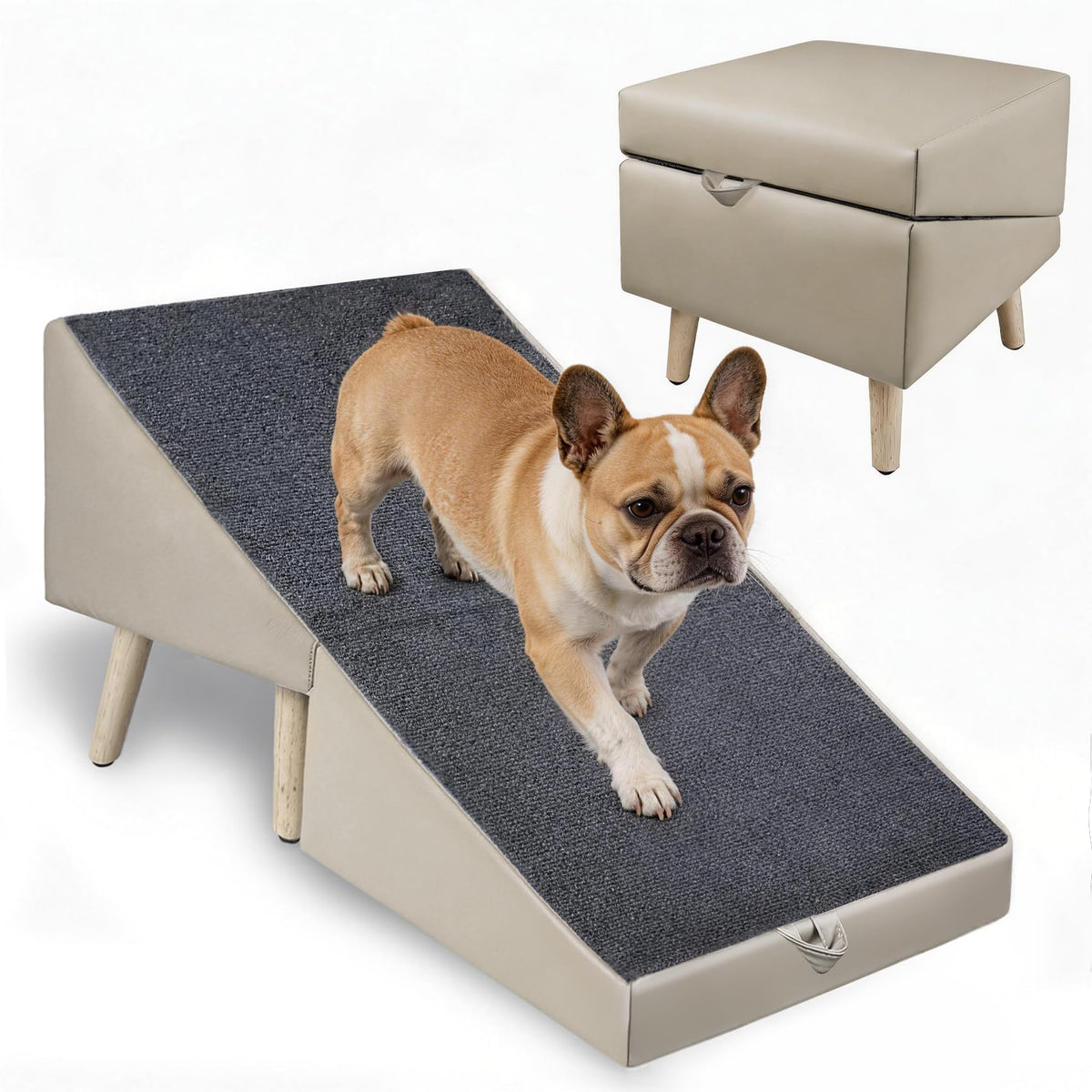 Foldable Non-Slip Wooden Dog Ramp Ottoman Z495