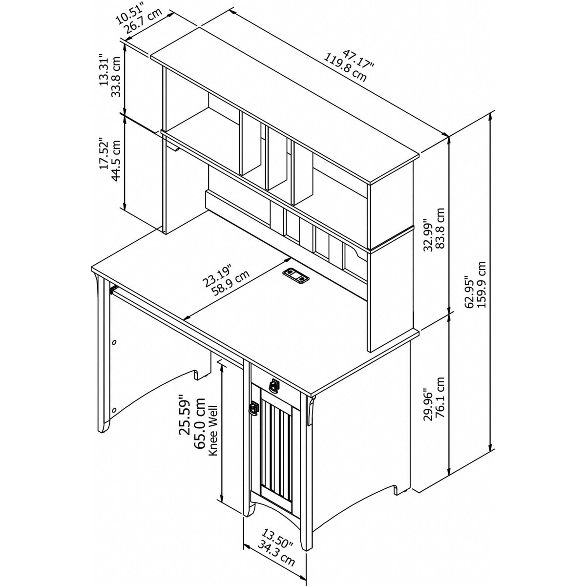 Small Computer Desk with Hutch J5007