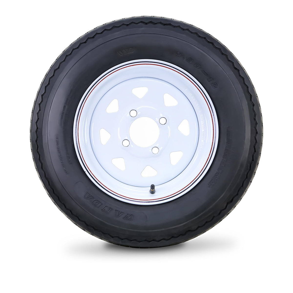 5.30-12 Trailer Tire & Wheel 6-Ply White Spoke Rim A480258