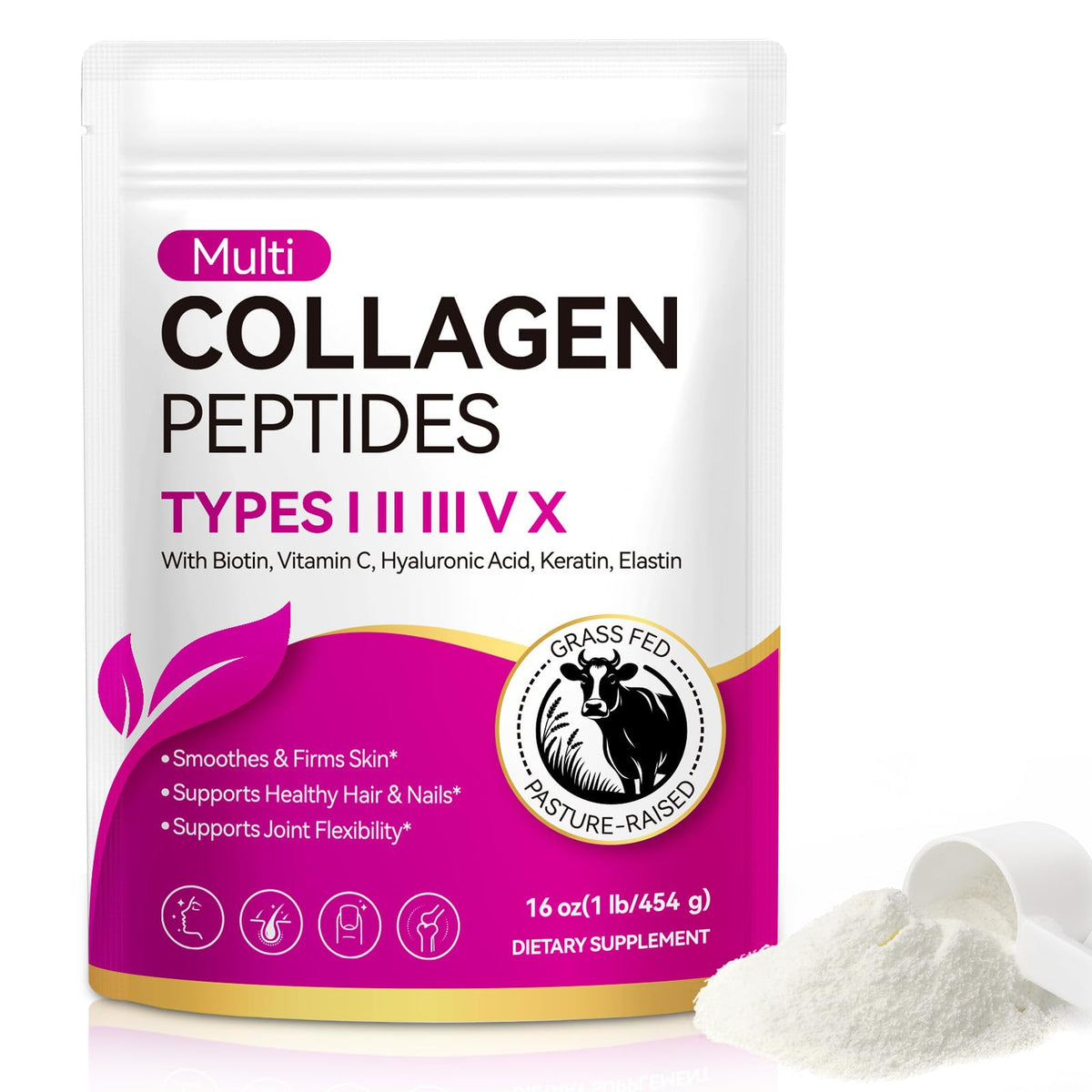 Unflavored Hydrolyzed Collagen Peptides Powder 16 OZ K732182