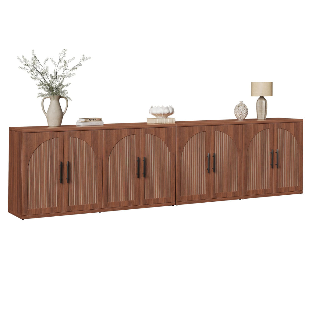 63" Fluted Walnut Credenza with Adjustable Shelf Q80113