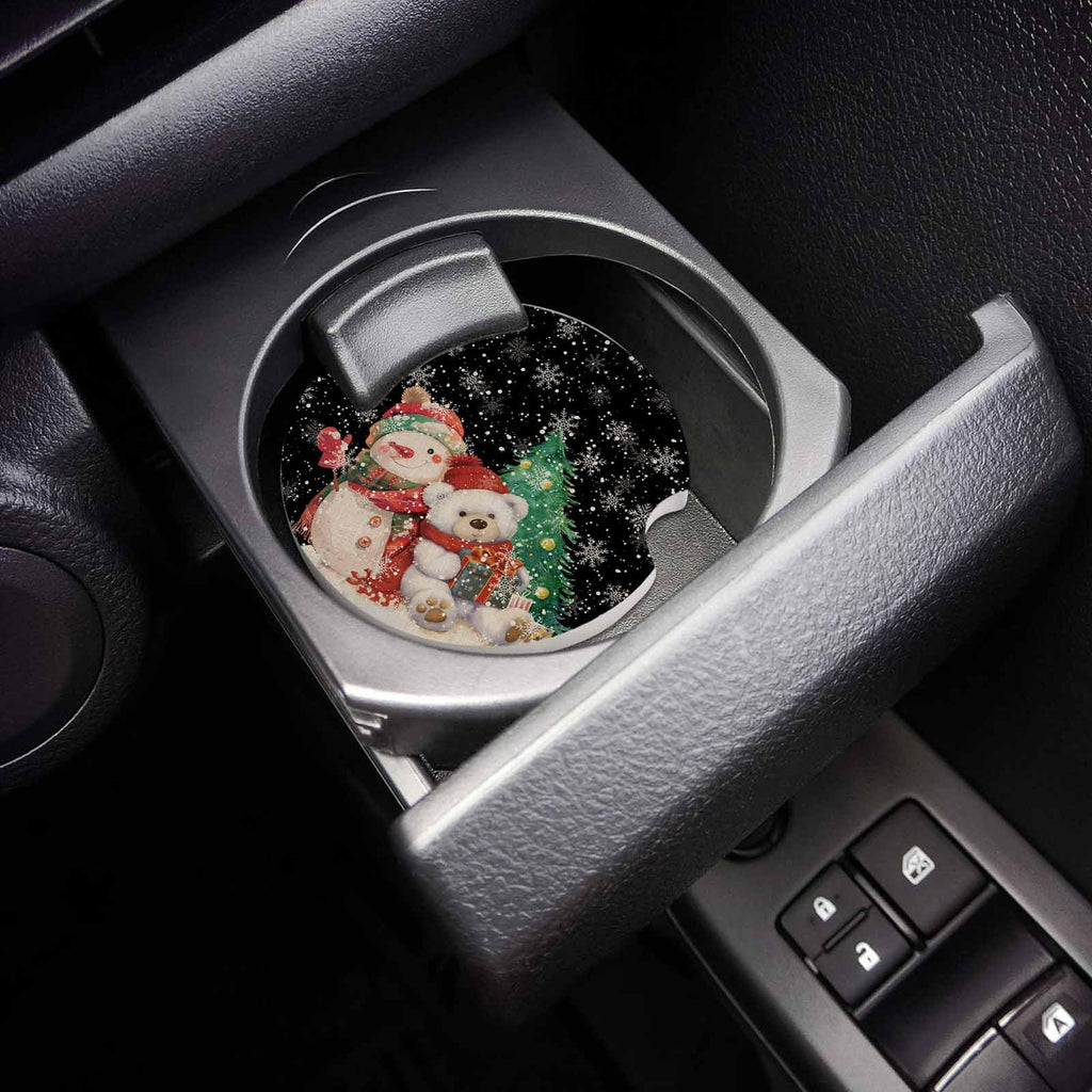 Black Ceramic Car Coasters 2 Piece Set L83178
