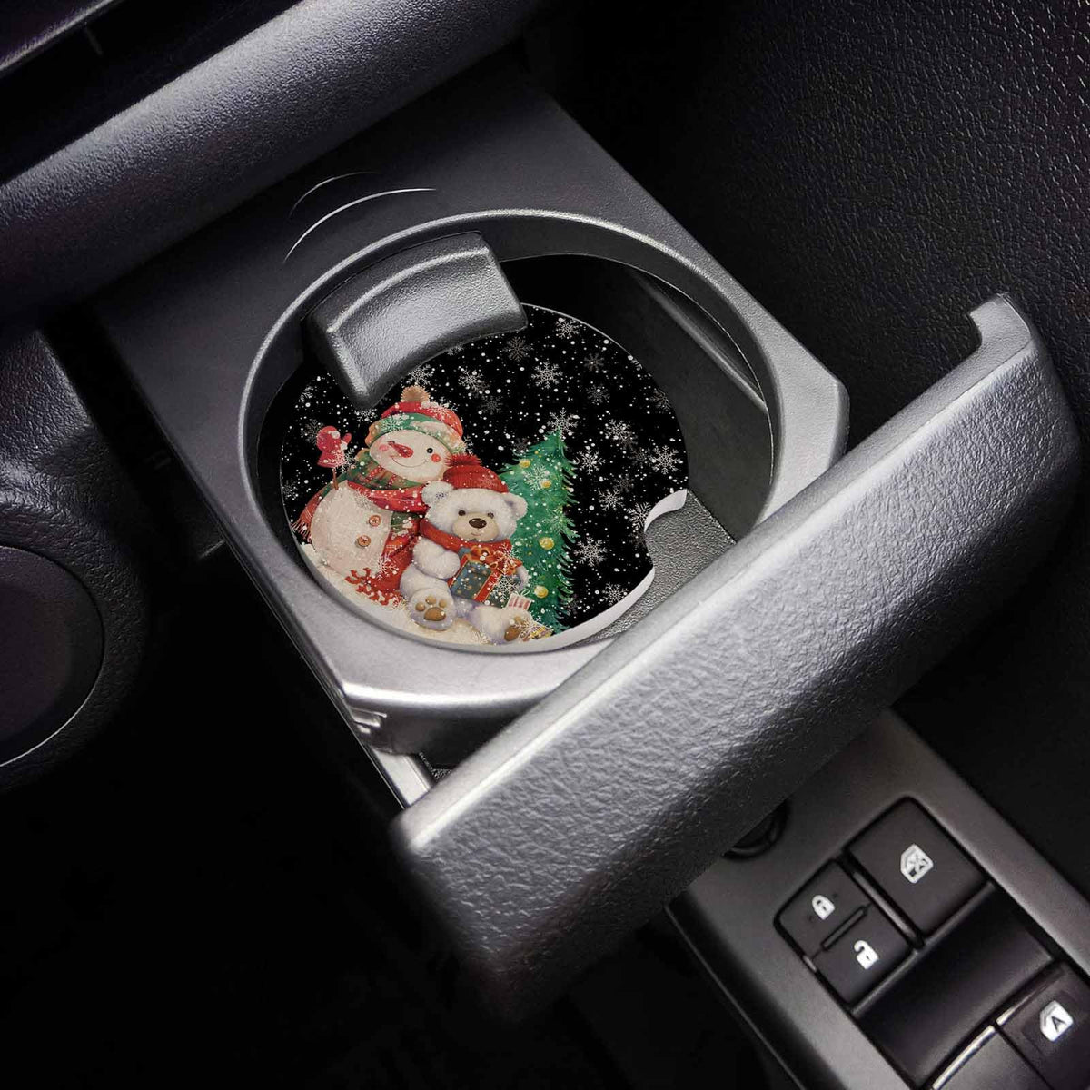 Black Ceramic Car Coasters 2 Piece Set L83178