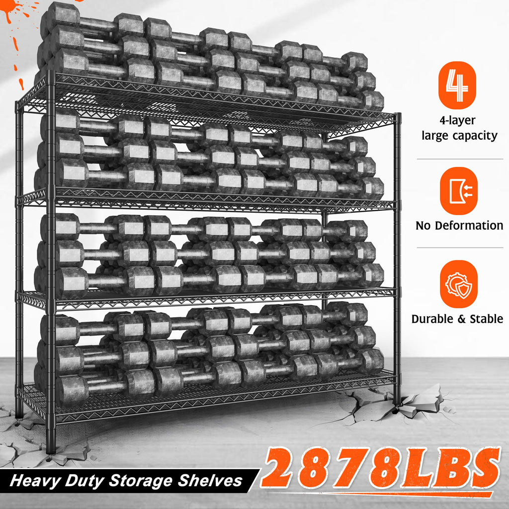 4-Tier Heavy Duty Metal Shelving Unit with Wheels N173