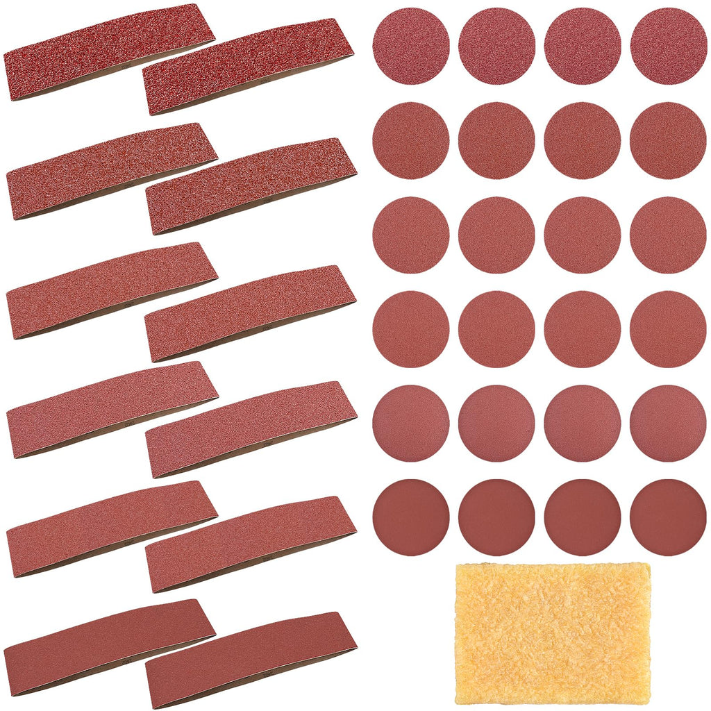4x36 Inch Aluminum Oxide Sanding Belts and 6 Inch No-hole Sanding Discs E6616