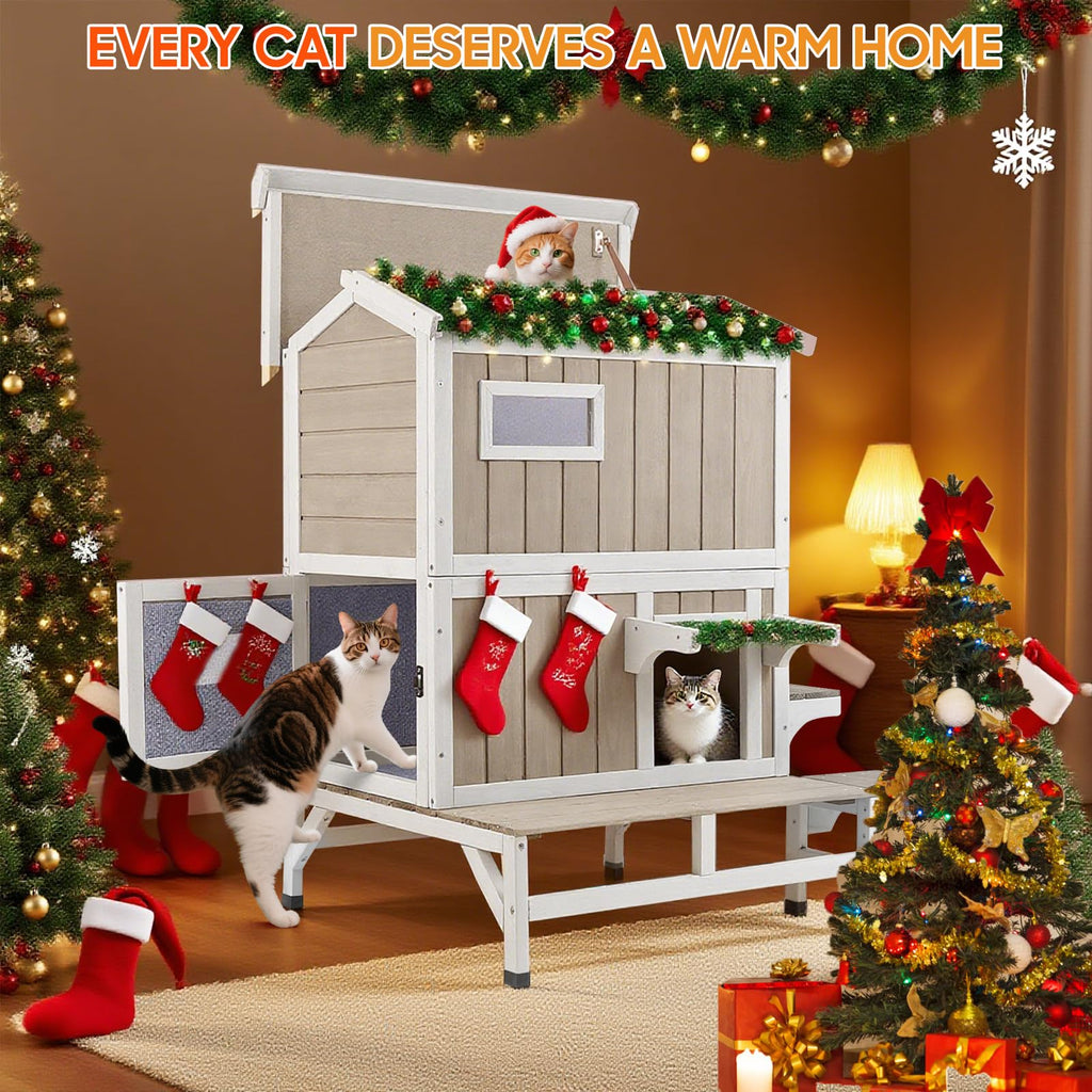 Insulated Outdoor Multi-Level Cat House I640