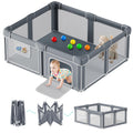 Foldable Baby Playpen with Mat, 71x59 Inches, Grey T63192