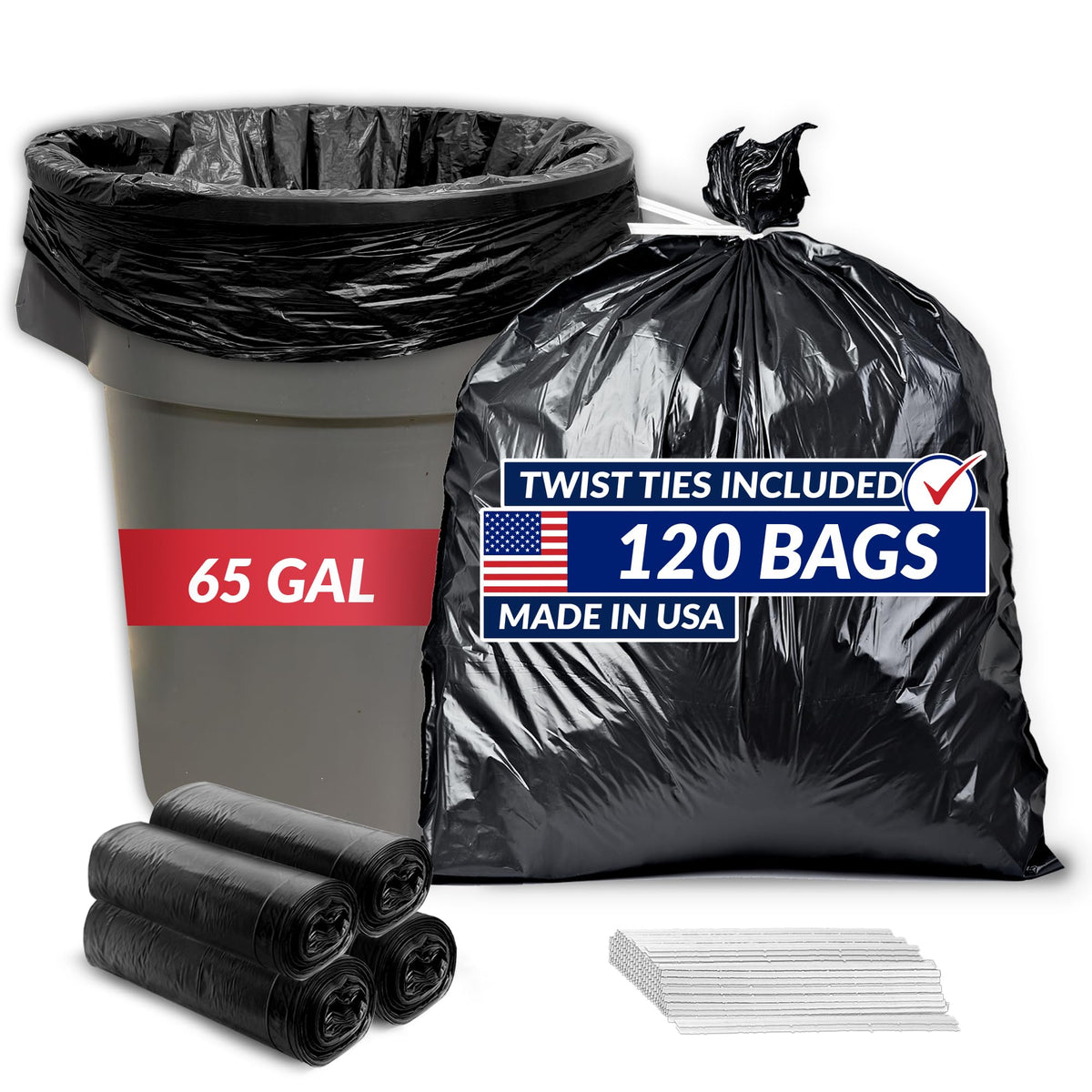 65 Gallon Heavy Duty Trash Bags Q2736