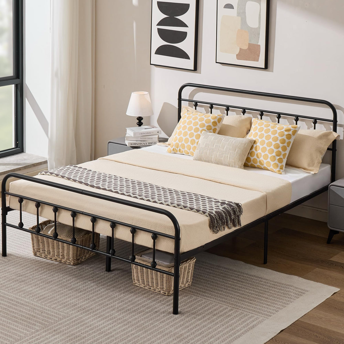 Full Metal Platform Bed Frame with Headboard and Footboard N1950