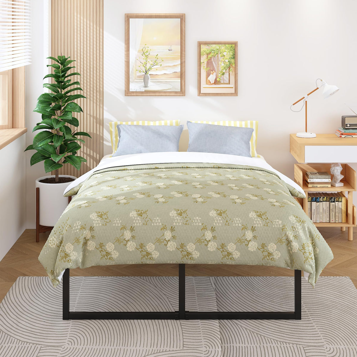 Queen Bed Frame 18 Inch with Steel Slat Support R5578