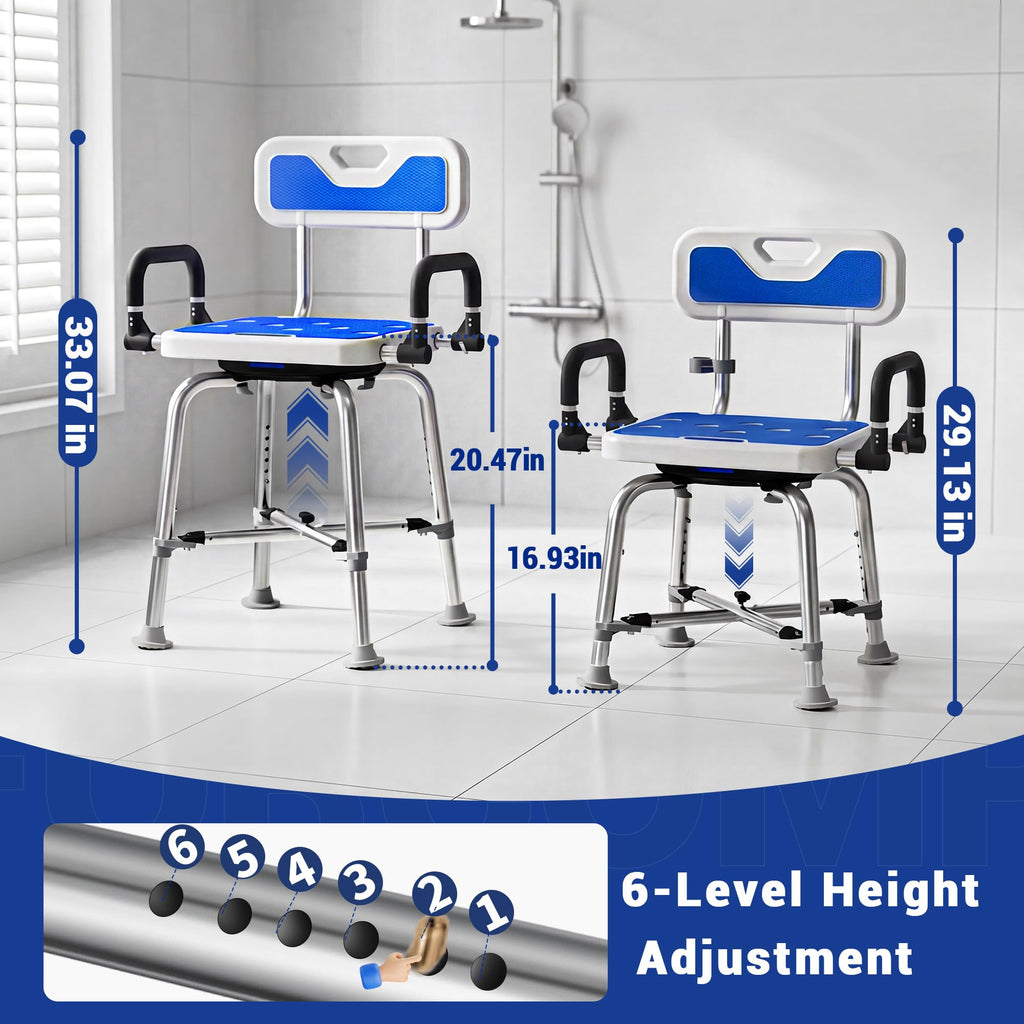 360° Swivel Shower Chair, 500 lbs Capacity, Height Adjustable Q238
