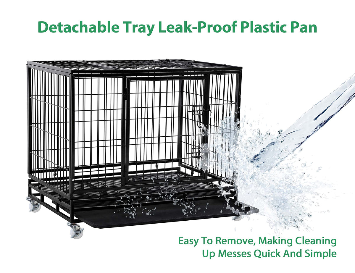 48'' Heavy Duty Metal Dog Crate with Wheels D762070