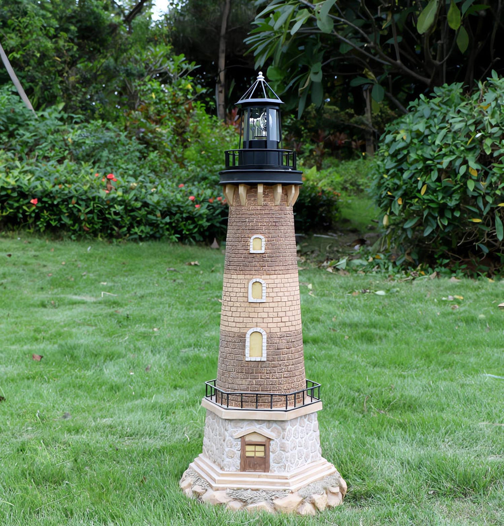 Black Solar Rotating Lighthouse Lamp J845