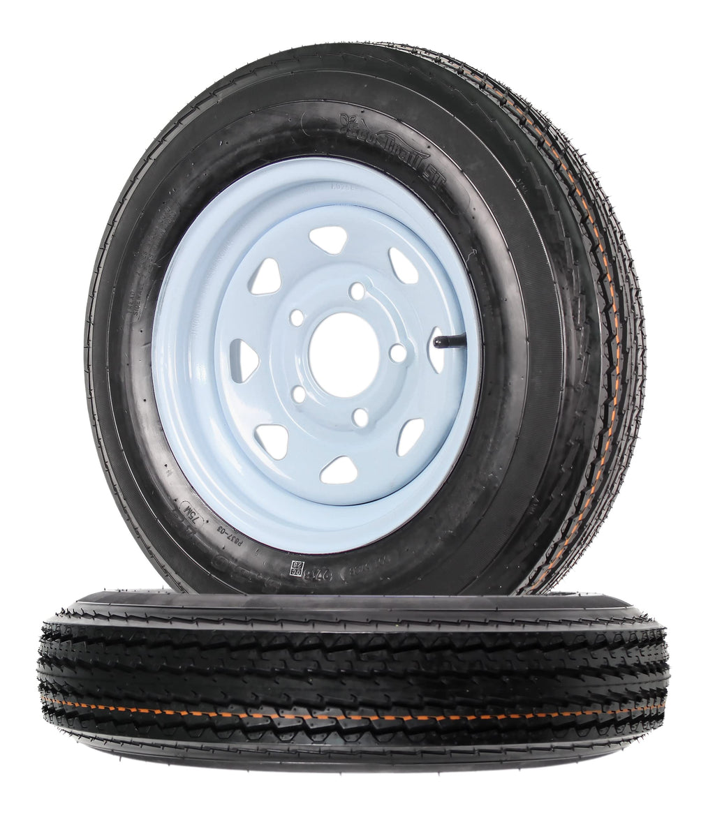 2-Pack Trailer Tire Rim Assembly 5.30-12 5 Lug White LRC J19489