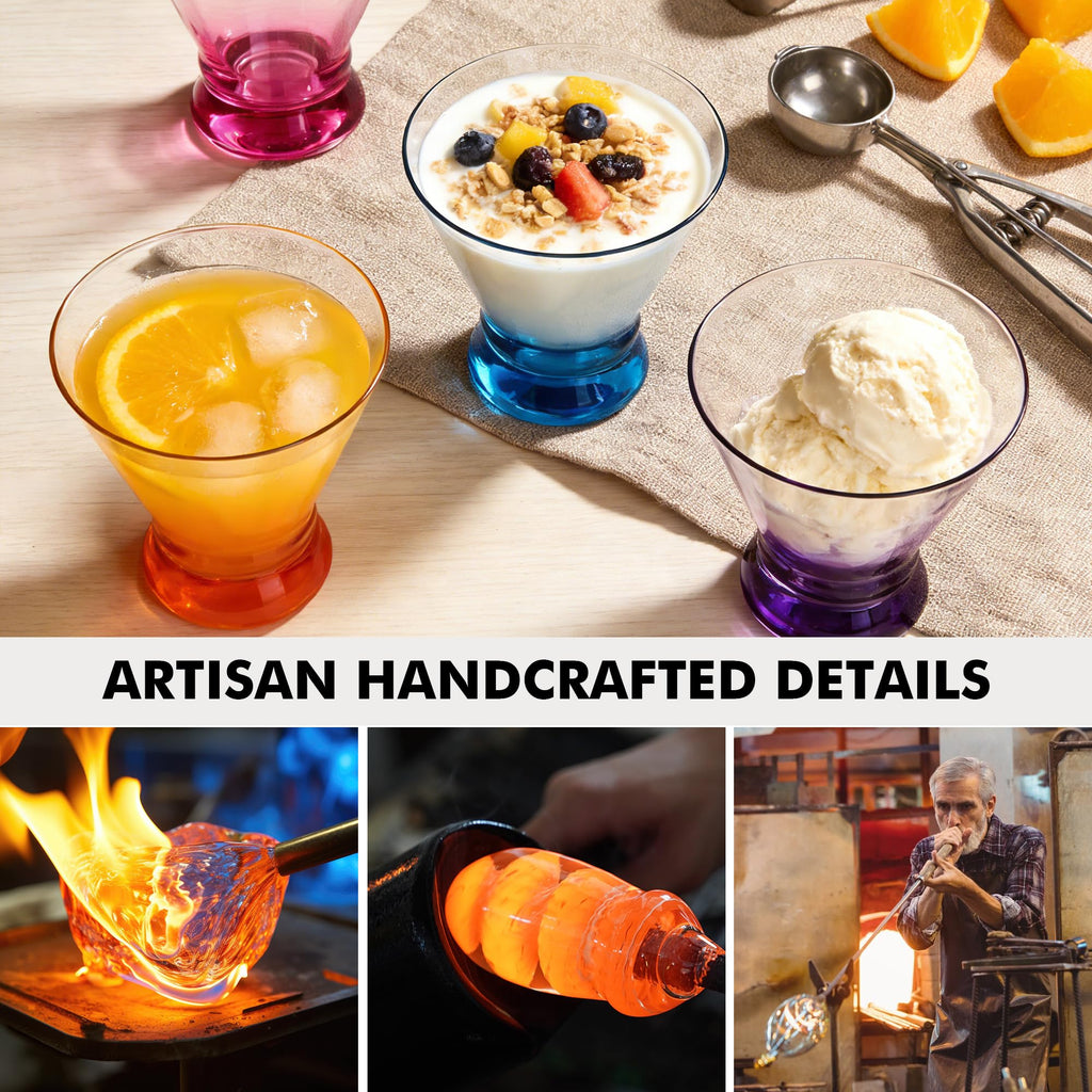 Multi Colored Stemless Martini Glasses Set of 6 B880