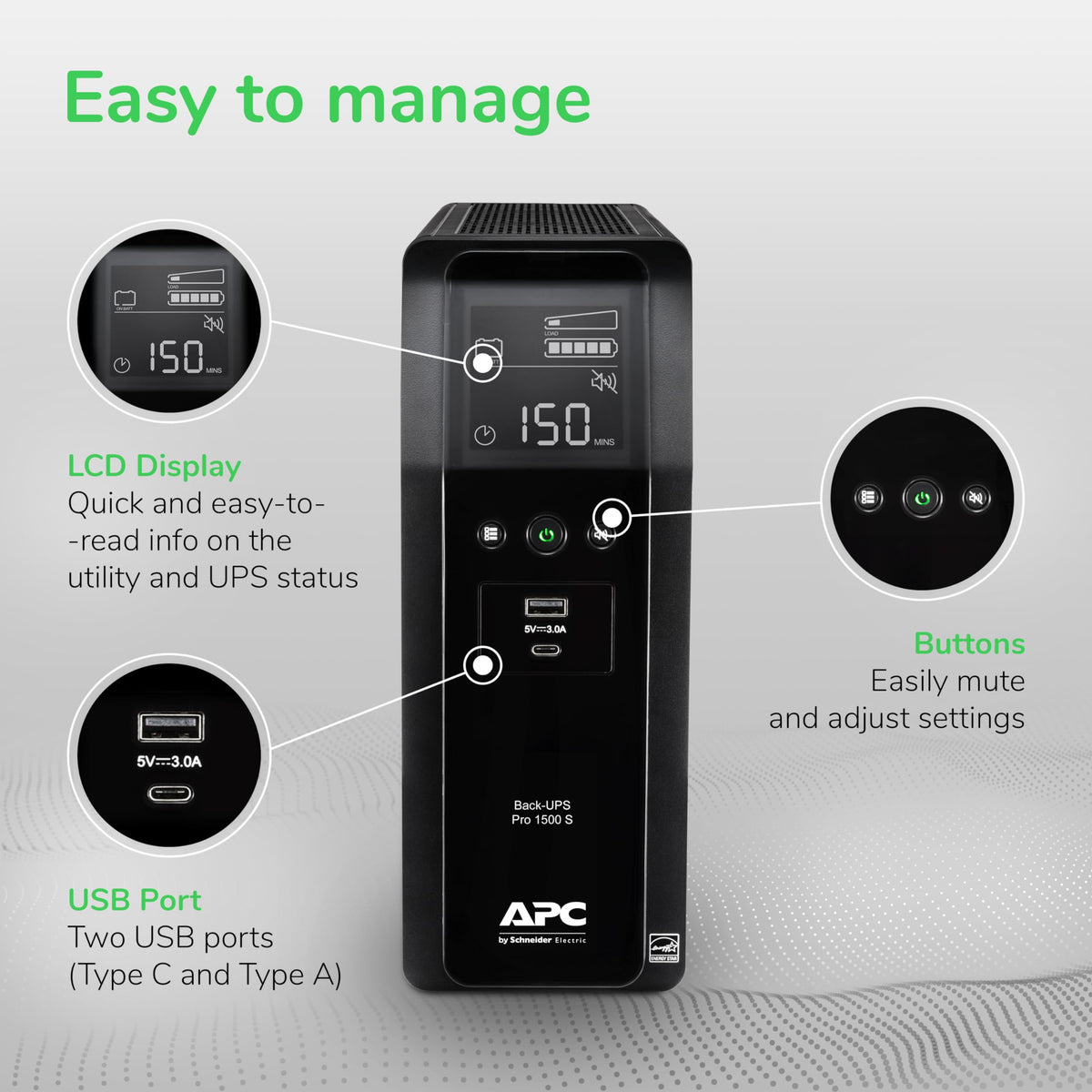 Pure Sine Wave UPS Battery Backup & Surge Protector N77443