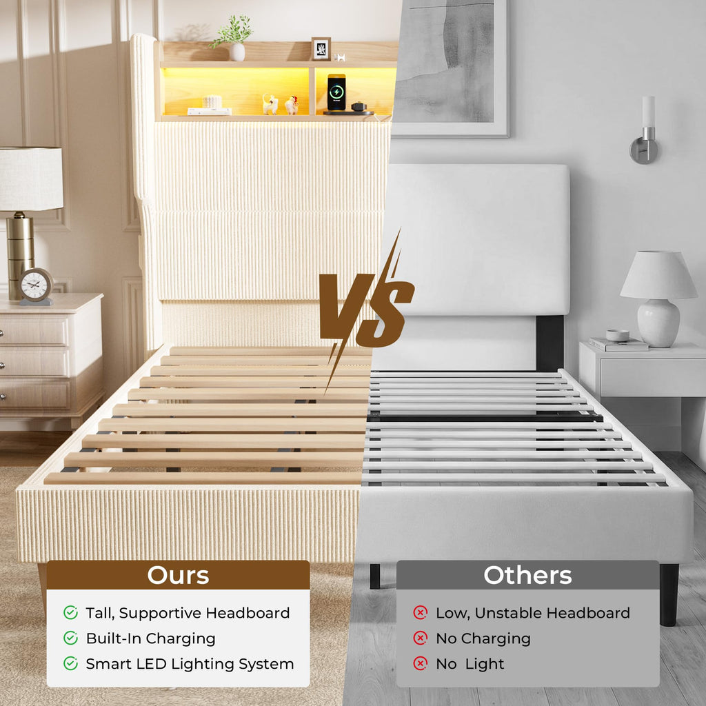 Queen Size Bed Frame with Tall Headboard S81809