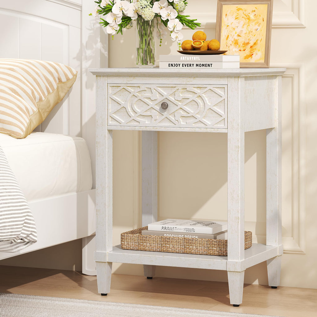 26" Solid Wood Nightstand with Drawers L833355