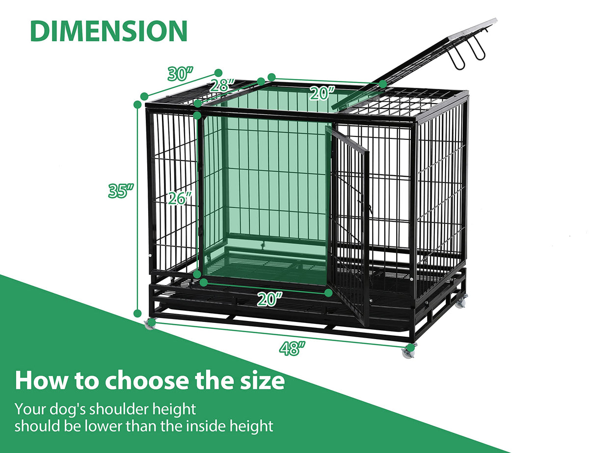 48'' Heavy Duty Metal Dog Crate with Wheels D762070