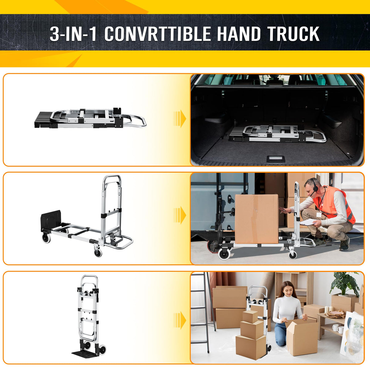 600lbs 3 in 1 Folding Hand Truck Dolly B61756