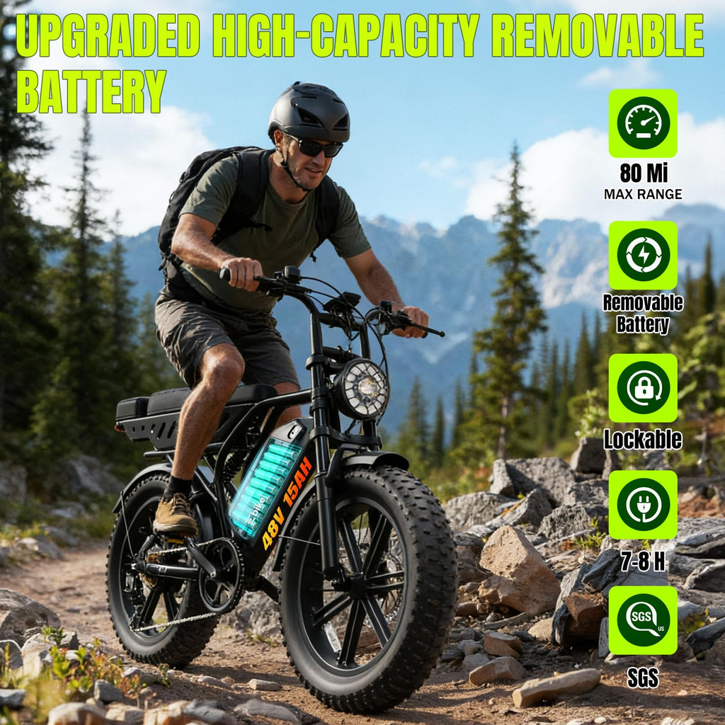 Electric Bike 48V 15Ah Battery 1500W Peak Motor 20 * 4.0 Fat Tire P386098