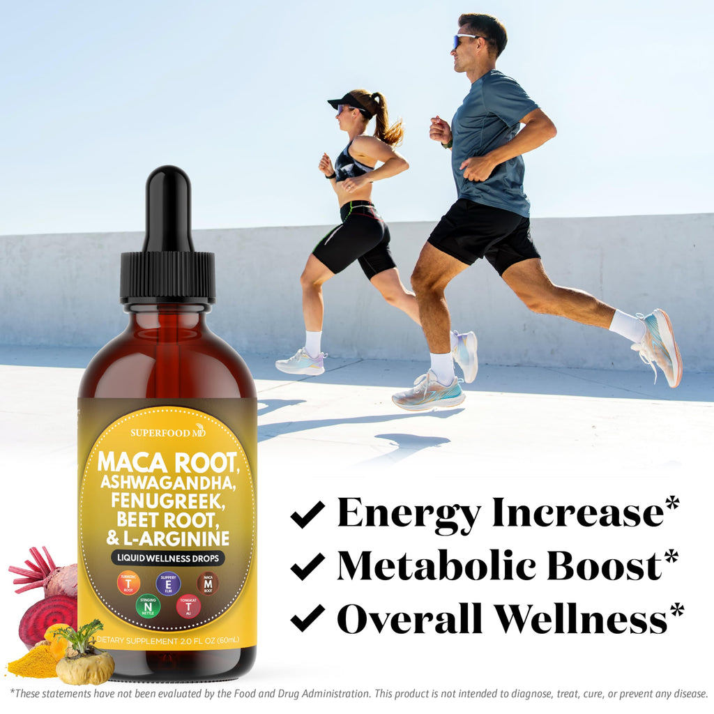 Maca Root Liquid Drops with Ashwagandha, Nettle, Fenugreek, Beet Root and L-Arginine 8 Oz J5872