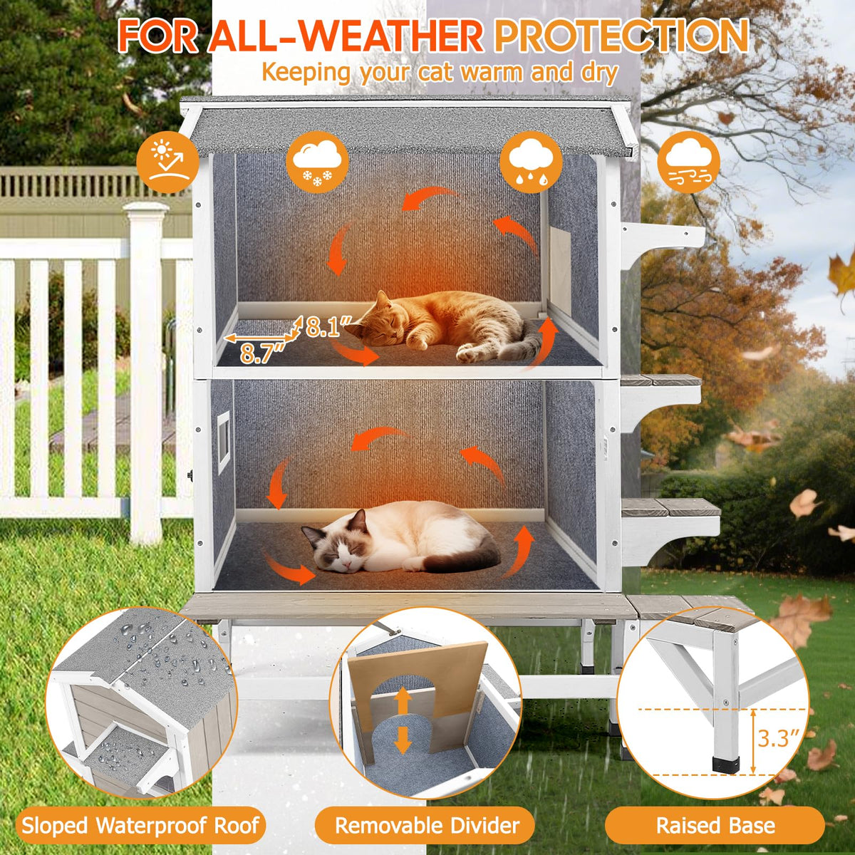 Insulated Outdoor Multi-Level Cat House I640