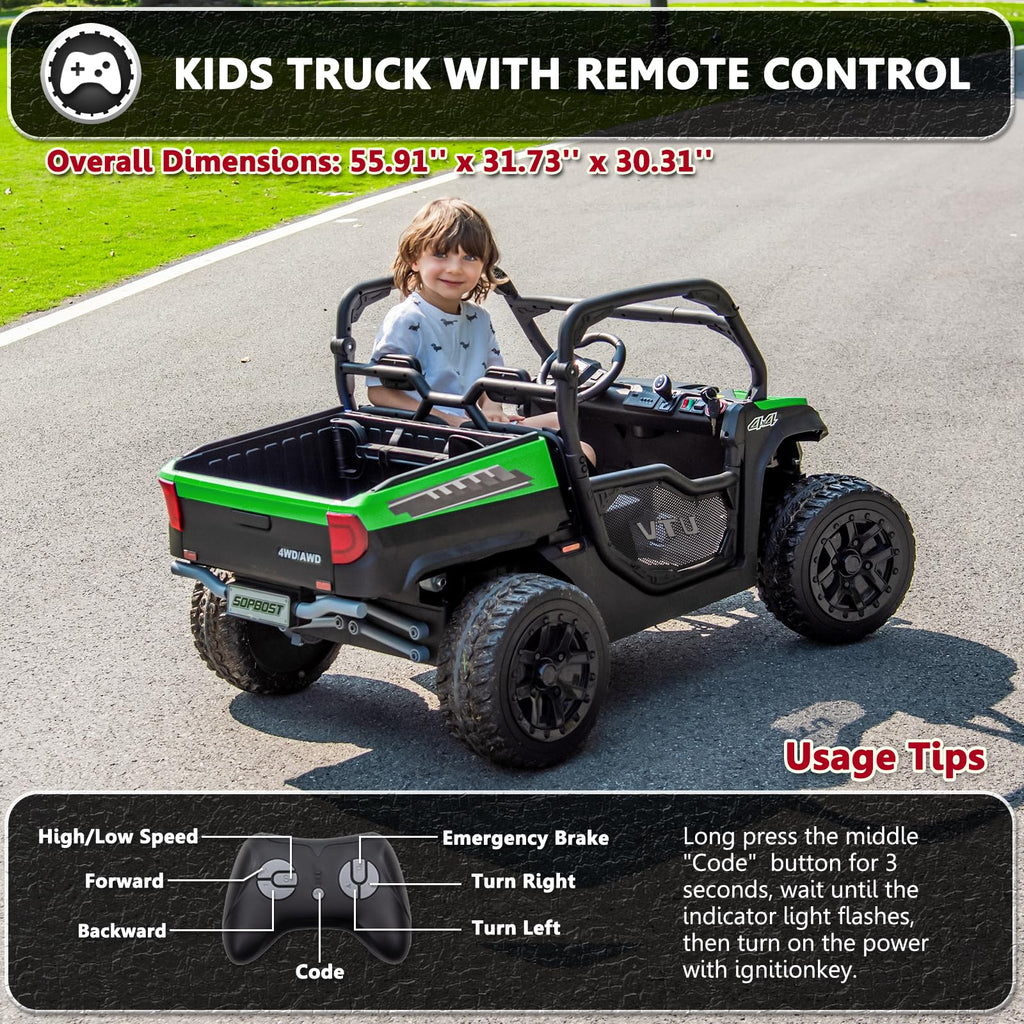 2 Seater 24V 10Ah Ride On Dump Truck with EVA Tires, Green Z40244