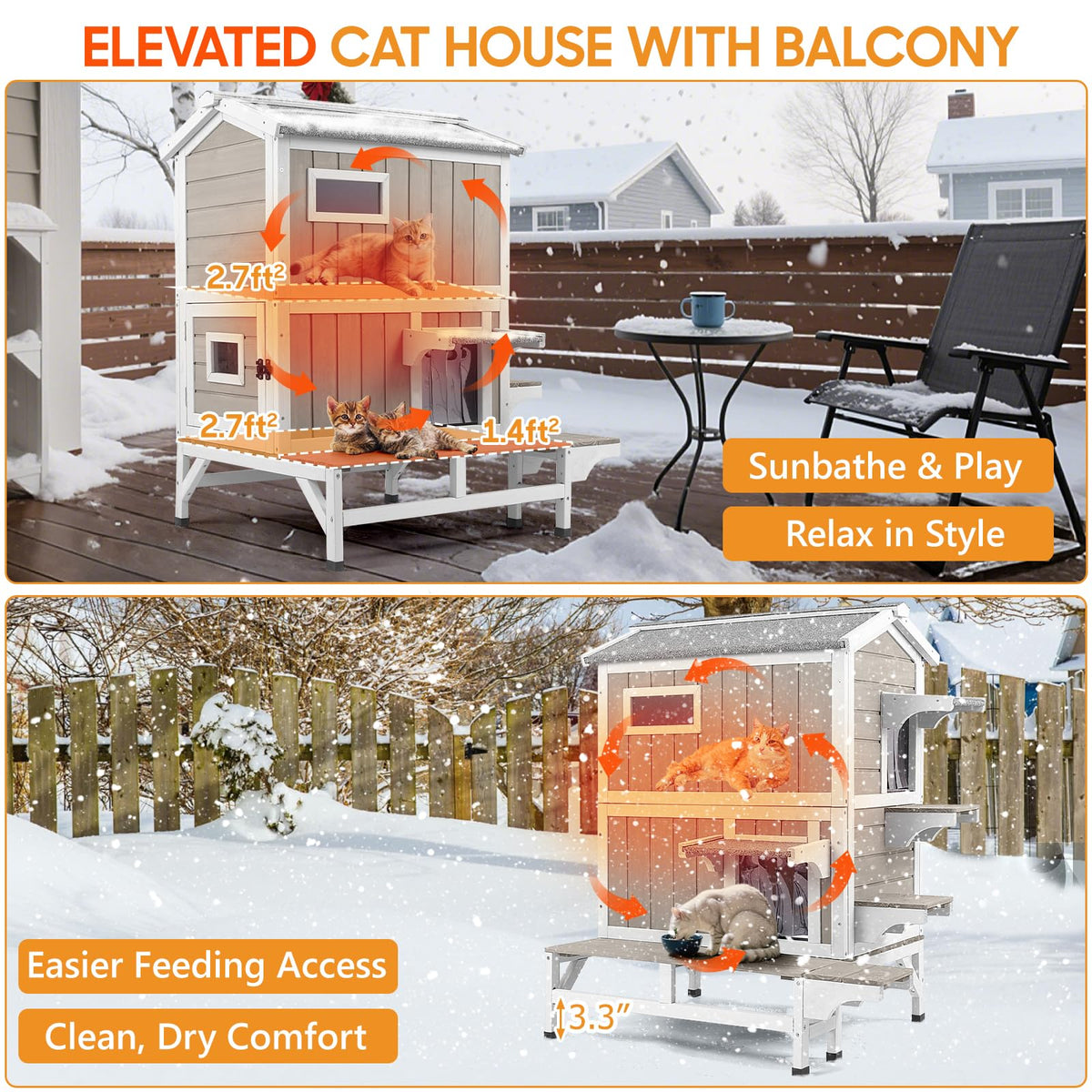 Insulated Outdoor Multi-Level Cat House I640
